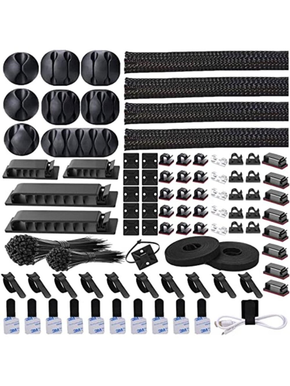 Cable Management Kit 311Pcs Cord Organizer Clips Ties Sleeve Wire TV Office